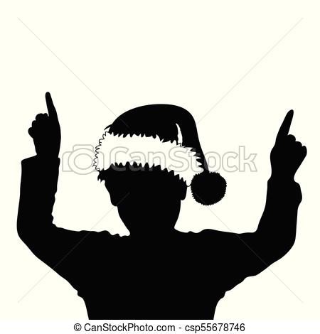 450x470 Child Silhouette With Chrismas Hat Illustration. Child Eps