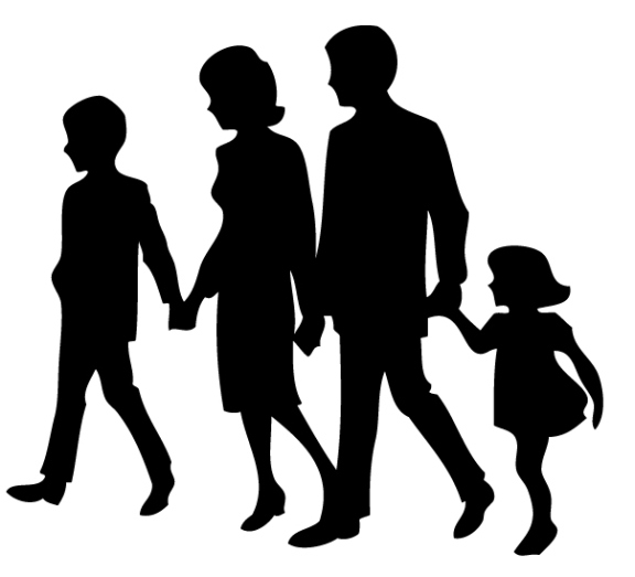 576x523 Family With 6 Children Silhouette Clipart Collection