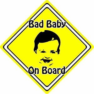 299x300 Bad Babychild On Board Car Sign ~ Baby Face Silhouette ~ Neon