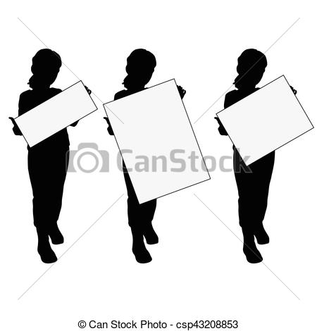 450x470 Child Silhouette With Card Set Design Illustration On White