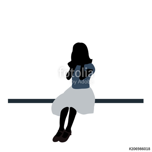 500x499 Silhouette In Colored Clothes, The Child Is Sitting Stock Image