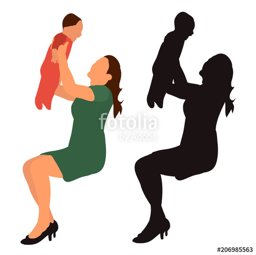 500x499 Silhouette Mum Sitting With Child Stock Image And Royalty Free