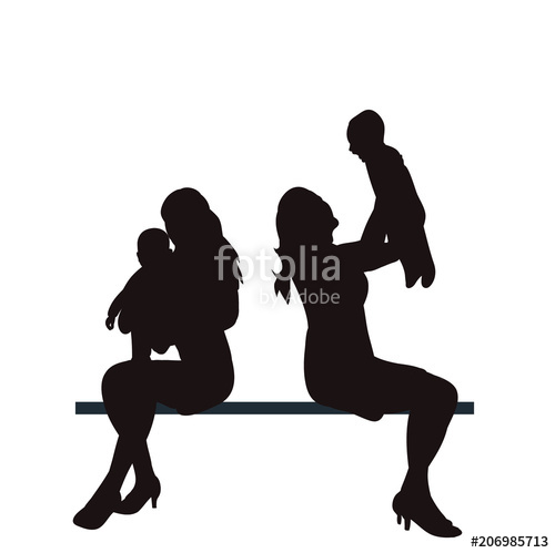 500x499 Vector, Isolated, Icon, Silhouette Mum Sitting With Child Stock
