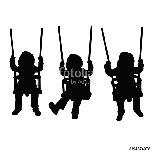 500x500 Child On The Swing Is Having Fun Black Silhouette Stock Image