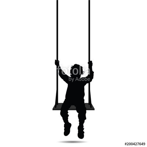 500x500 Child Swinging Black Vector Silhouette Three Stock Image