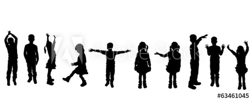 500x200 Vector Silhouette Of Children.