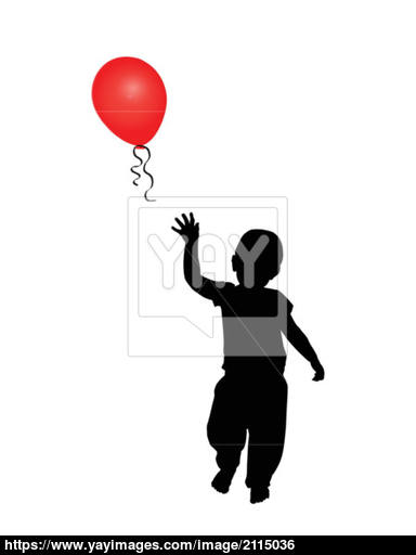 384x512 Child Reaching For A Red Balloon Vector