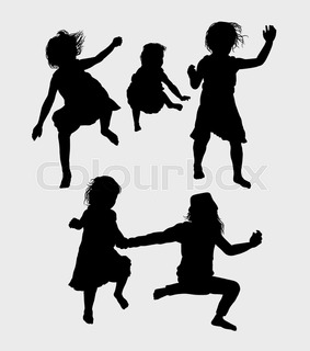 283x320 Playing Children Silhouette. Good Use For Symbol, Logo, Web Icon