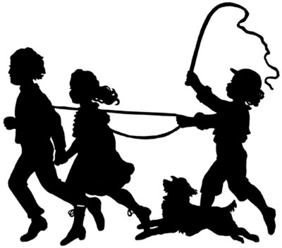 400x352 Silhouette Of Children And Dog Playing