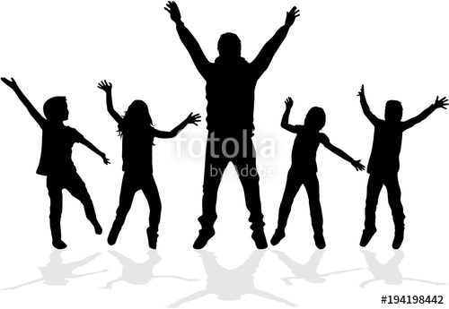500x345 Dancing Silhouettes Of Children. Stock Image And Royalty Free