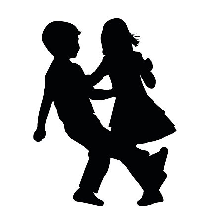 416x416 Couple Of Children Dancing Premium Clipart