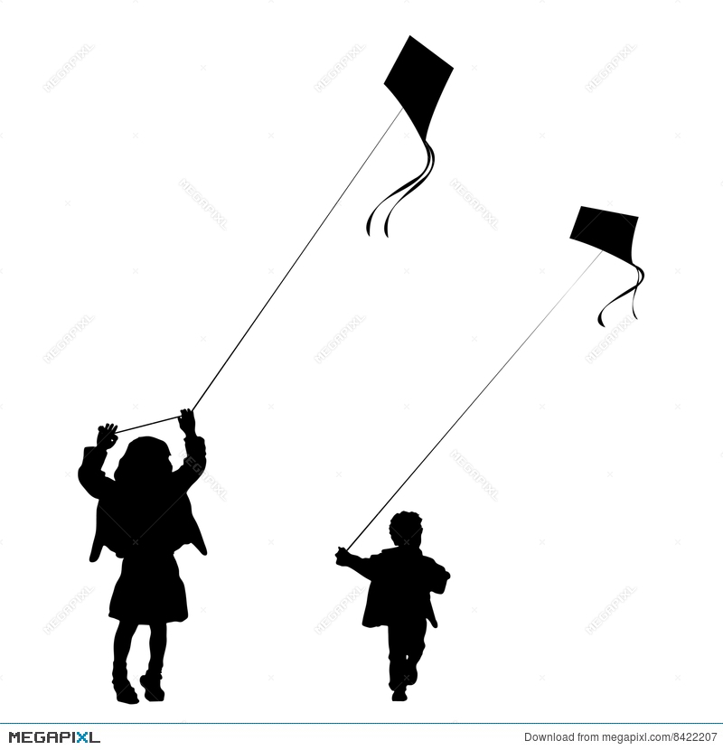 800x830 Kids Playing With Kites Silhouette Illustration 8422207