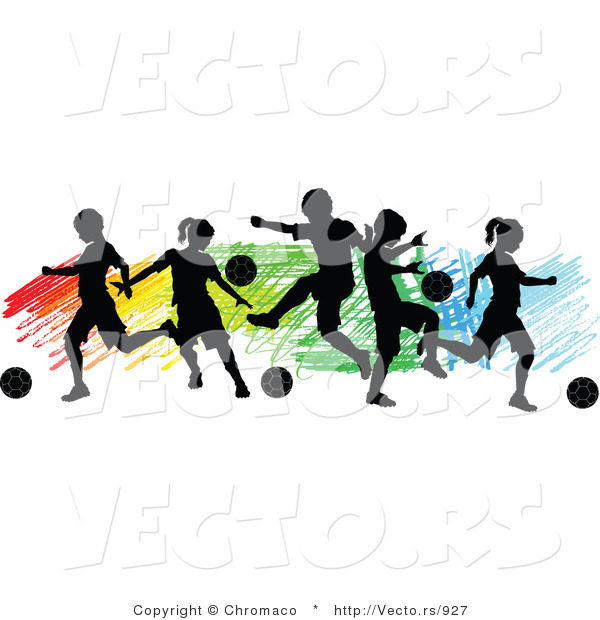 600x620 Vector Of A Children Playing Soccer Over Colorful Background