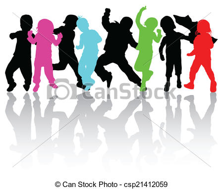 450x382 Happy Children Silhouettes Clipart Vector