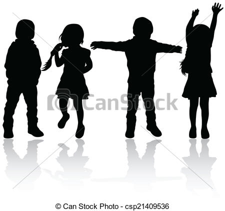 450x422 Happy Children Silhouettes Vectors