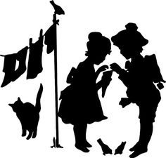 236x225 Children Fishing Silhouette Graphic Digital Printable Boy Girl