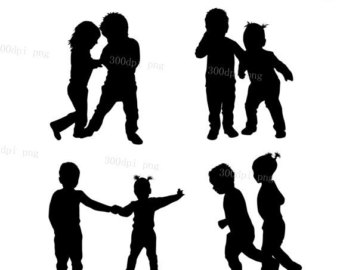340x270 Children Silhouette Svg Clipart Jumping Children Running Instant