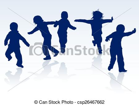 450x341 Happy Children Silhouettes Dancing Together Clip Art Vector