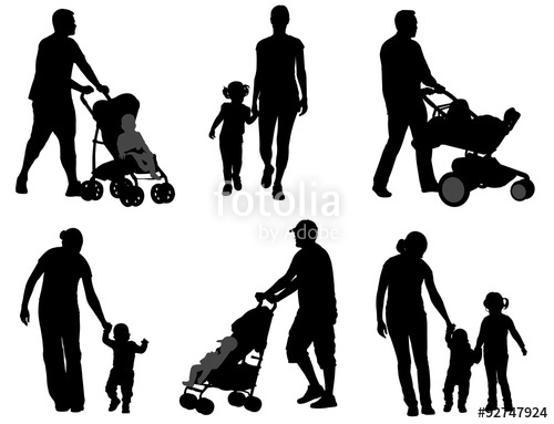 500x383 Parents Walking With Their Children Silhouettes
