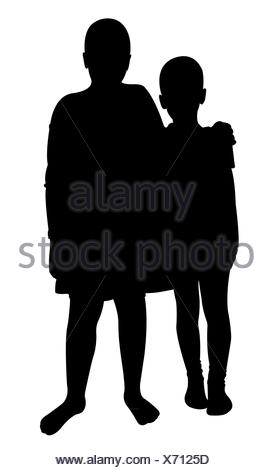273x470 Two Children Silhouette Vector Stock Photo 168728204