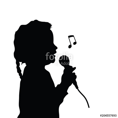 500x500 Child Singing Silhouette With Microphone Stock Image And Royalty