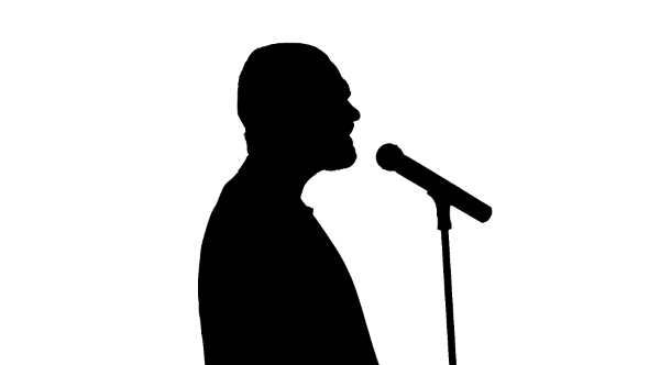 590x332 Black Silhouette Of A Singer Vigorously Singing On By Lovevision