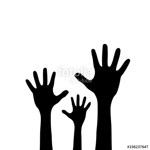 500x500 Raised Up Children's Hands. Black Silhouette. Isolated On A White