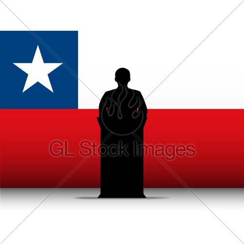 500x500 Chile Speech Tribune Silhouette With Flag Background Gl Stock Images