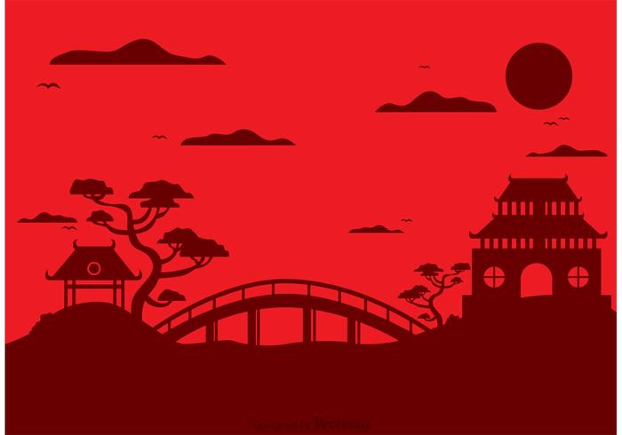 700x490 Chinese Temple Landscape Vector Background