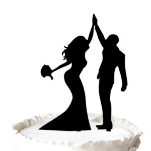 300x300 China Bride And Groom High Five Silhouette Wedding Cake Toppers