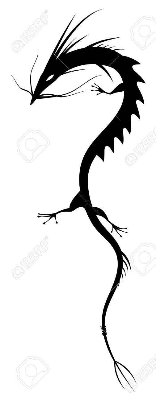 505x1300 3592460 Chinese Dragon Silhouette Isolated On White Background