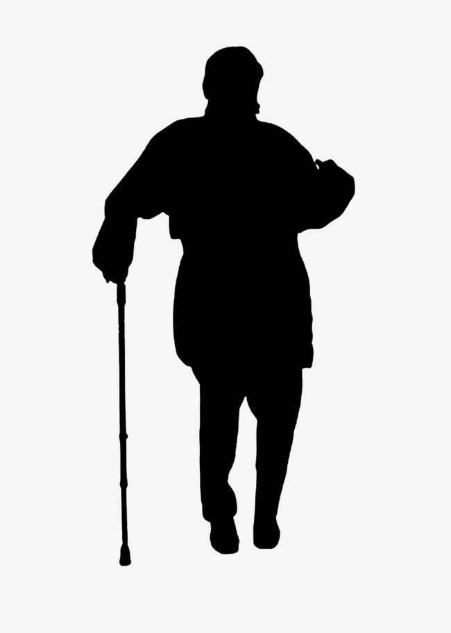 650x911 Silhouette Of Man On Crutches, Old People, Sketch, Silhouette Png