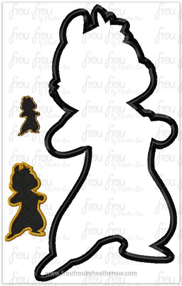 581x914 Chipmunk Silhouette Machine Applique Embroidery Designs, Multiple