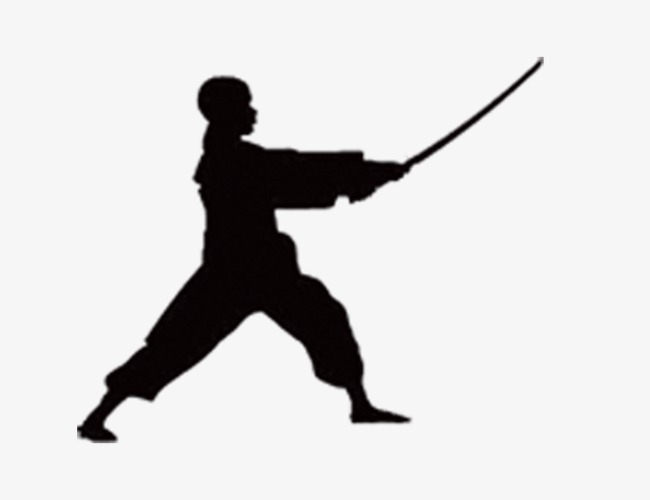 650x500 Chinese Style Martial Arts Silhouette, Black Silhouette