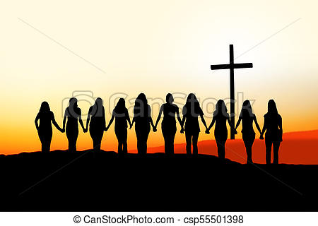 450x320 Christian Women Friendship Silhouette. Sunset Silhouette
