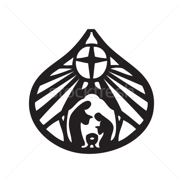 600x600 Holy Family Christian Silhouette Icon Vector Illustration On Whi