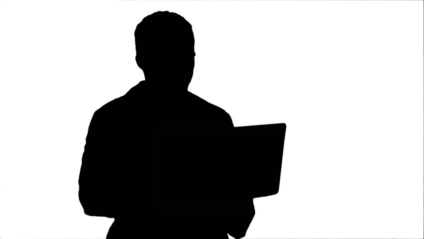 852x480 Silhouette Medical Doctor Working With Laptop Track Matte Stock