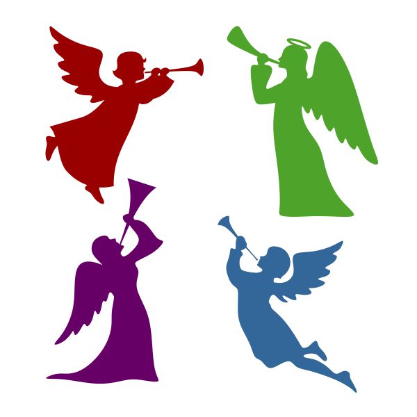 600x600 Angel Blowing Horn Silhouette Cuttable Design