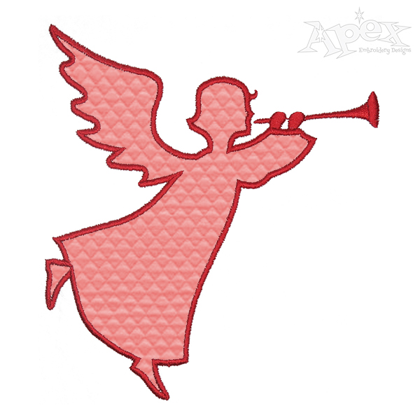 600x600 Christmas Angel Silhouette Applique Embroidery Design