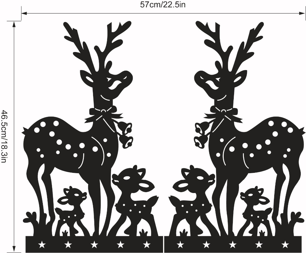 1000x827 Bells Deer Family Christmas Wall Sticker Home Decoration