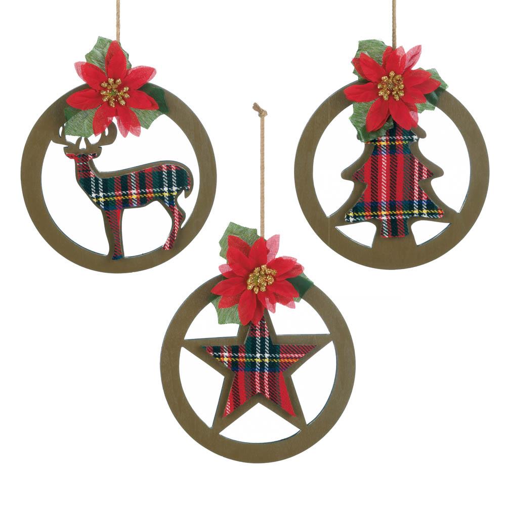 1000x1000 Plaid Silhouette Christmas Ornament Set Wholesale