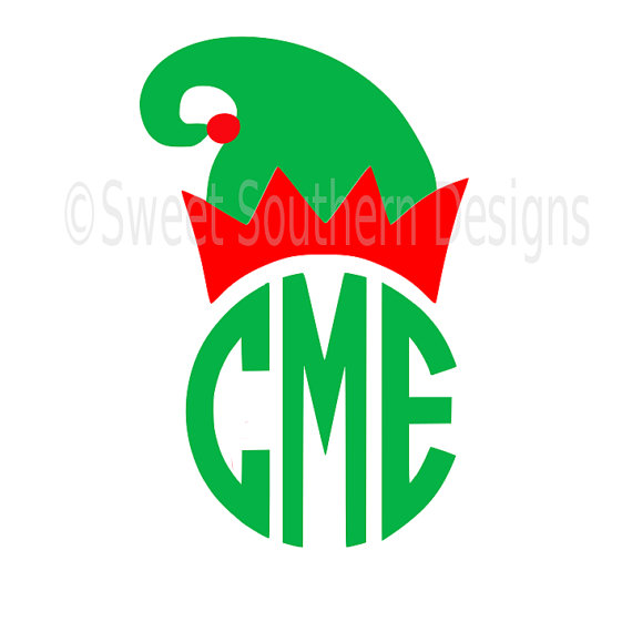570x570 Elf Hat Christmas Monogram Svg Instant Download Design