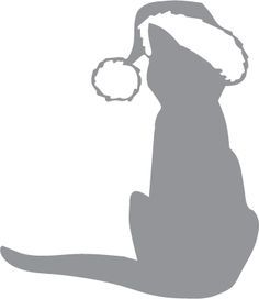 236x272 Glass Etching Stencil Of Cat With Christmas Hat. In Category