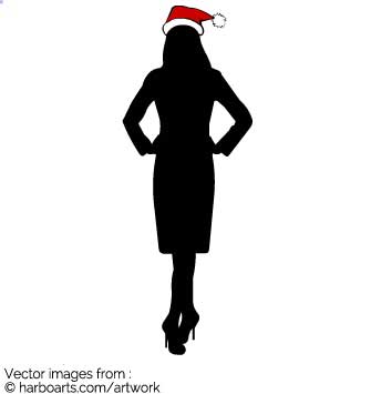 335x355 Download Female Silhouette Wearing Christmas Hat