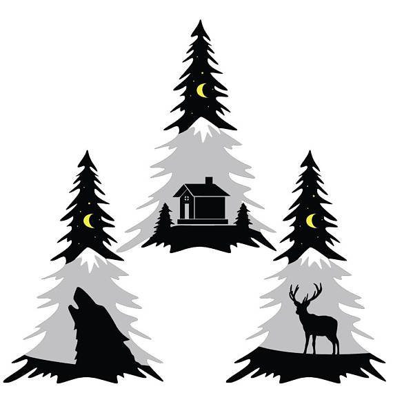 570x570 Christmas Tree Svg, Pine Tree Svg,wolf In Tree Svg, Deer In