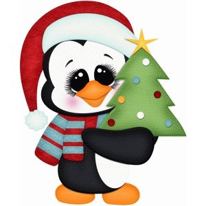 300x300 Penguin Holding Christmas Tree Pnc Silhouette Design, Penguins