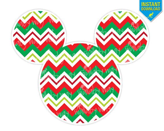 570x456 Mickey Silhouette Christmas Chevron Printable Iron On Transfer