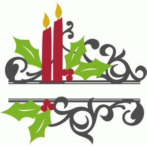 300x300 Silhouette Design Store Split Christmas Candle Flourish 1