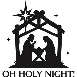 300x300 Oh Holy Night' Christmas Vinyl Phrase Silhouette Design