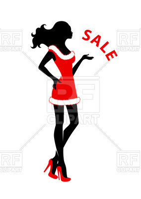 284x400 Silhouette Of Girl In Christmas Dress With Word Sale Royalty